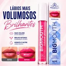 Gloss Labial Big Mouth PhálleBeauty Rosa Efeito Volume Brilho Intenso Hidratante