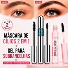 Kit Máscara de Cílios 2 em 1 T&G Tango Volume Alongamento + Gel Sobrancelha Brow Rise Ruby Rose