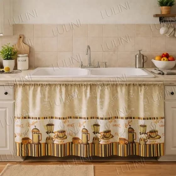 Cortina de Pia Cozinha Varão Estampada Oxford - NATAL