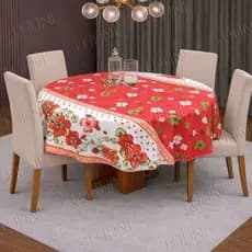 Toalha De Mesa Redonda Estampada 140x140 Cm Algodão Poliéster Moderna Sofisticada
