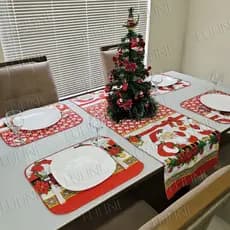Kit Jogo Americano + Caminho de Mesa (5 peças) - NATAL
