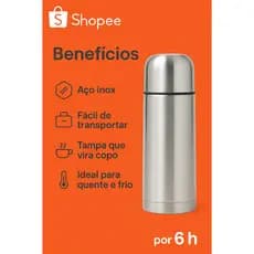 Garrafa Copo Térmico Inox Portátil Agua Café Academia 350ml