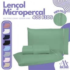 Kit Lençol Cama Solteiro Casal Padrão Queen e King Micropercal 400 Fios Ponto Palito