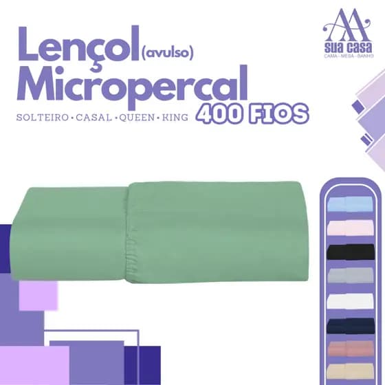 Lençol Com Elástico Avulso Micropercal 400 Fios Micropercal Liso