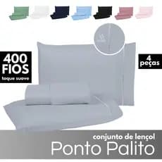 Kit Lençol 04 Peças Micropercal 400 Fios Ponto Palito na Fronha