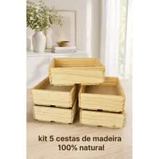 Kit 5 Cesta de Madeira Pinus , presentes, decoração cesta café da manhã , dia das mães , artesanal