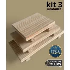 Trio Bandejas suporte de mesa de madeira natural servir organizar e decorar