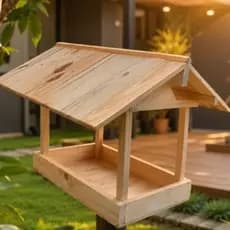 Comedouro, alimentador, casa para aves  , passarinho de madeira para jardim, chácara área externa