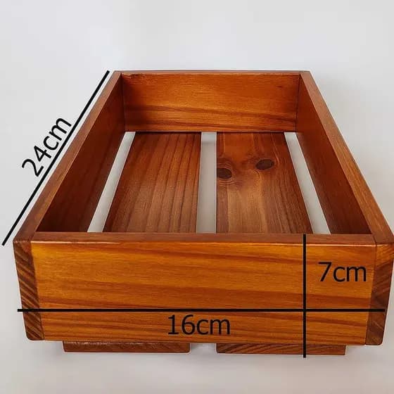 Caixote de Madeira 24x16x7 Decorativo Organizador Rústico Frete Grátis(ENVERNIZADO Mogno)