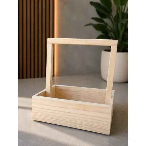 Cesta Piquenique de madeira pinus decoração , multiuso, artesanal
