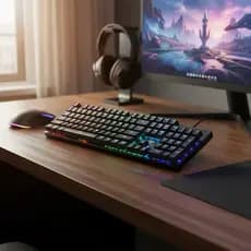 Teclado Mecânico Seisa DN-K104 Gamer Switch azul RGB Full Size