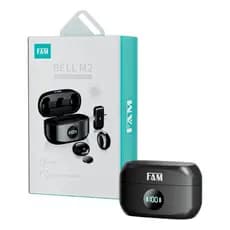 Microfone De Lapela Sem Fio FAM BELL M2 Original Duplo Cancelamento Ruído Profissional P/ Celular iPhone Tipo-C Android