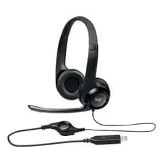 Headset Com Fio Usb Logitech H390 Microfone Almofadas Couro Cor Preto