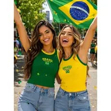 Blusa Feminina Copa Brasil  Regata Brasil Camisa Mulher Copa Do Mundo Regata Feminina Estilosa