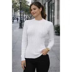 Blusa Trança Feminina Blusa Tricô  Feminina Blusa Canelada Feminina Blusa Manga Longa Blusa Inverno