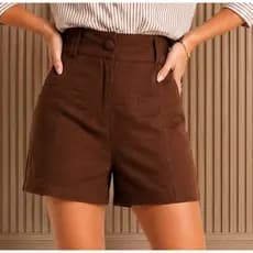 Short Alfaiataria Short Social Short Cós Alto Short Casual Moderno Short Feminino Moda Elegante