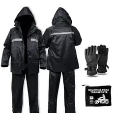 Capa Chuva Conjunto Completo Motoqueiro Adulta Unissex Luva
