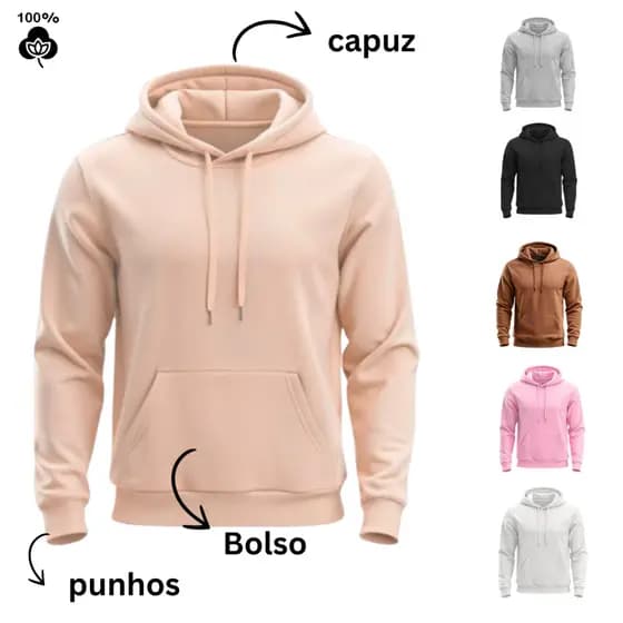 Moletom Canguru Com Capuz Masculino Feminino Flanelado com Forro
