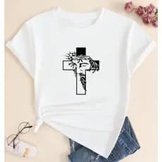 Camiseta Masculina Feminina Cruz Camisa Algodão 30.1 Premium Casual