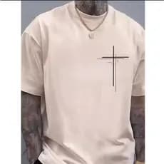 Camisa Camiseta Masculina 100% Algodão Cruz Dupla Religião Cristã Casual Lançamento