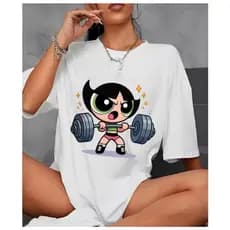 Camiseta Feminina 100% Algodão Academia Fitness Meninas Poderosas Pluz Size
