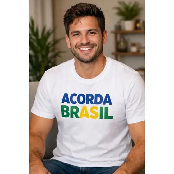 Camiseta Unissex Acorda Brasil P ao G3 100% Algodão