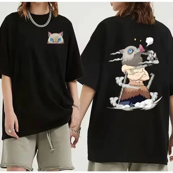 Camiseta Anime Demon Slayer Inosuke Estilo Nerd Unissex Casual Geek