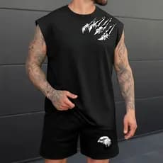 Kit 2 Peças Masculino Regata e Bermuda Tactel Garras Verão Treino