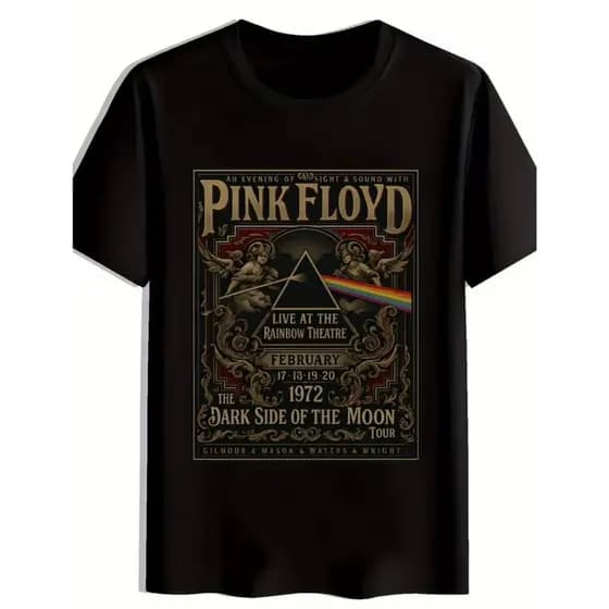 Camiseta Preta Unissex Algodão fio 30.1 Pink Floyd Rock Lançamento