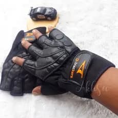 Luvas Pretas Para Motocicleta Com Motivo De Veia De Meio Dedo Adultos_luvas Automáticas