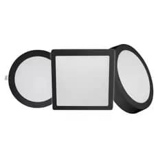 Painel Plafon Preto LED Redondo, Quadrado Embutir ou Sobrepor 18w, 25w Branco Quente/Neutro/Frio