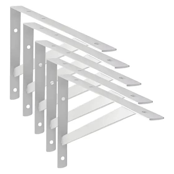 Kit 5 Suportes Mão Francesa 30cm Branco Resistente