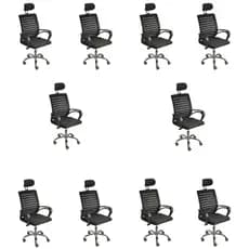 Kit 10 Cadeiras de Escritório Secretaria Diretor Roma Ergonômica com apoio de Nuca + E-book
