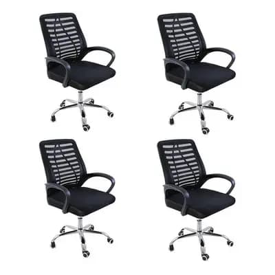 Kit 4 Cadeiras de Escritorio Esteirinha Oficial Mesh Ergonomica - Preto