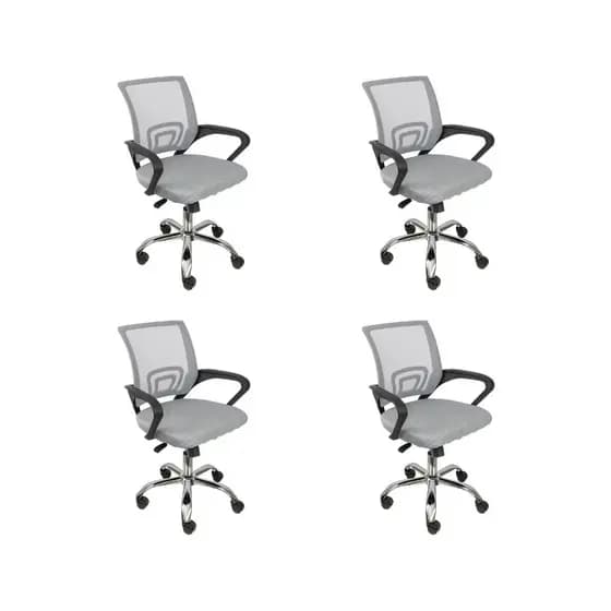 Kit 4 Cadeiras de Escritório Begonia Oficial Mesh Ergonômico Cinza