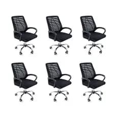 Kit 6 Cadeiras de Escritório Oficial Esteirinha Mesh Ergonômica - Preto