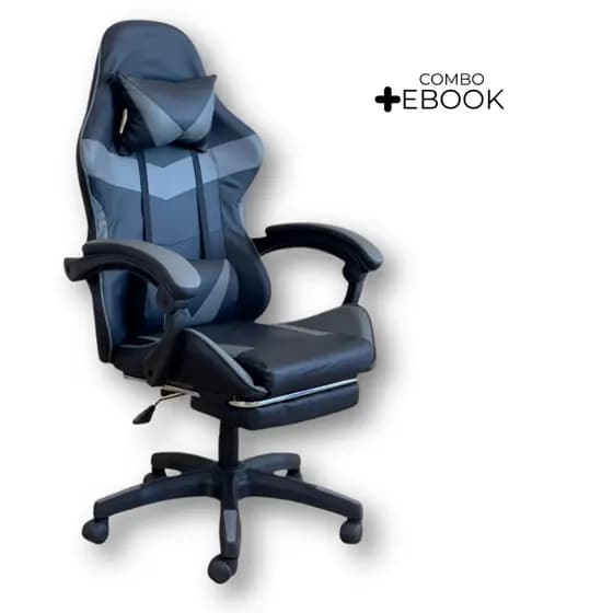 Cadeira Gamer Stillus Ergonômica Com Apoio Para Os Pés Cinza + E-book