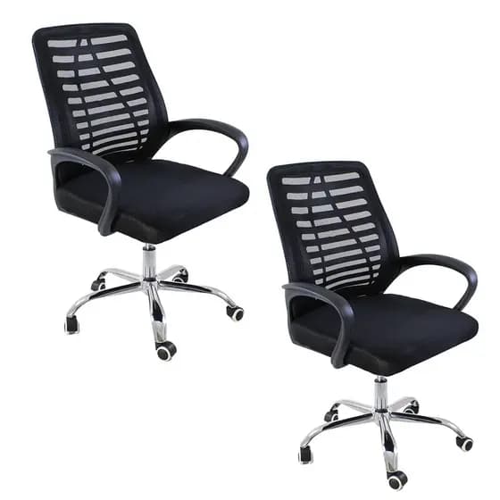 Kit 2 Cadeiras de Escritório Esteirinha Oficial Mesh Ergonômica - Preto