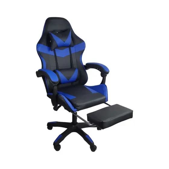 Cadeira Gamer Stillus Oficial Apoio de Pés Preto e Azul