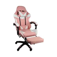 Cadeira Gamer Stillus Oficial Apoio de Pés Branco e Rosa