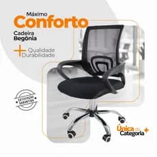 Cadeira de Escritório Ergonômica e Confortável com Tela Mesh e Base Giratória