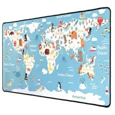 Mousepad Mapa Mundi Bichos Infantil Tapete Alimentação Bebê Crianças
