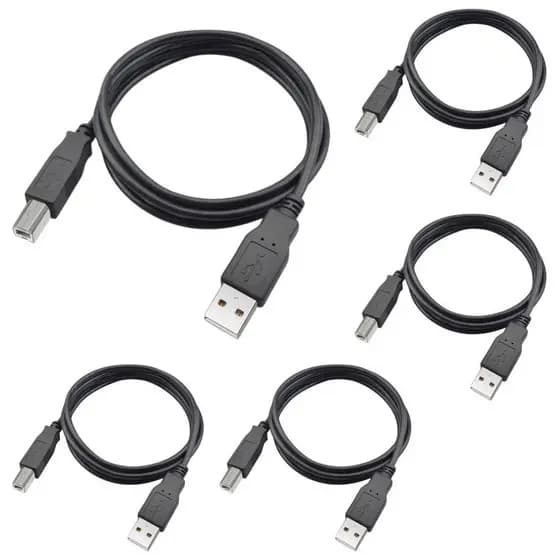 Kit 5 Cabos Usb 2.0 Am Bm 5 Metros Impressora Scanner Interface Placa De Áudio Hub Midi Lacrado