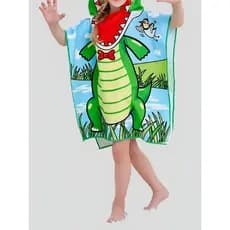 Toalha Infantil Banho Poncho Praia Piscina Com Capuz Jacaré