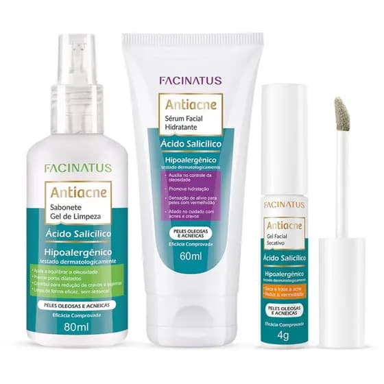 Kit Antiacne Facinatus Ácido Salicílico Pele Oleosa