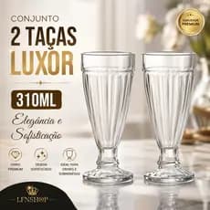 Conjunto Kit 2 Taças Vidro 310ml Luxor Premium Para Drinks Sobremesa Milk Shake