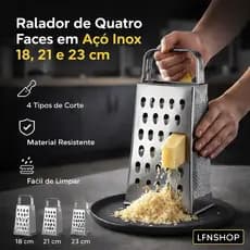 Ralador de Aço Inox 4 Faces 18 21 23cm Ralador Queijo Legumes Cozinha Resistente