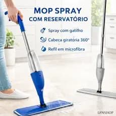 Mop Spray com Reservatório Esfregão Limpeza Rápida Microfibra para Piso Cabeça 360°