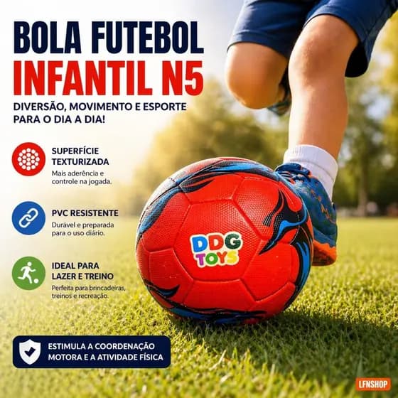 Bola Futebol Infantil N5 Texturizada PVC Lazer Treino Brinquedo Resistente