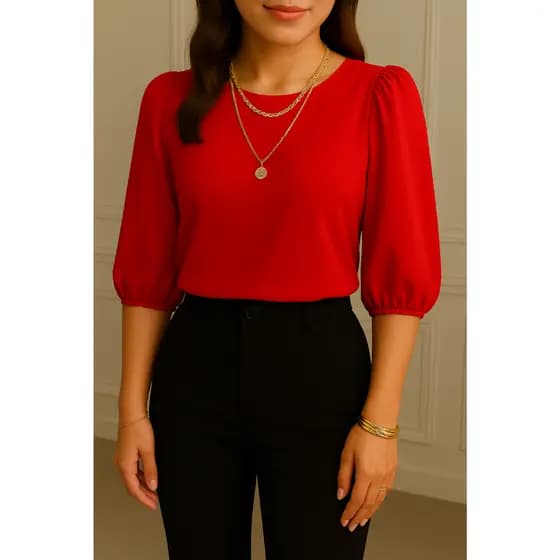 Blusa Estilosa Manga 3/4 – Perfeita para Todas as Ocasiões P ao GG